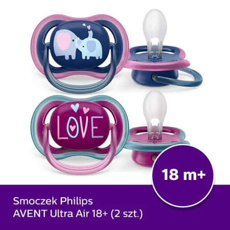 Пустушка Philips Avent Ultra Air girl SCF349/22,, силіконова, симетрична, для дівчинки, від 18 місяців, 2 шт.: ціни та характеристики