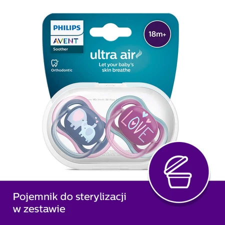 Пустушка Philips Avent Ultra Air girl SCF349/22,, силіконова, симетрична, для дівчинки, від 18 місяців, 2 шт.: ціни та характеристики