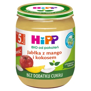 HiPP Fruits Bio, яблуко з манго та кокосом, після 5 місяців, 160 г КОРОТКИЙ ТЕРМІН