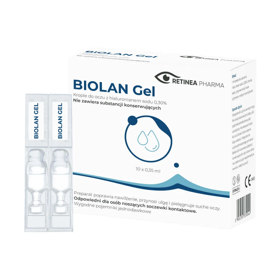 Глазные Капли Retinea Biolan Gel 0,3%, флакон 0,35 мл №10: цены и характеристики
