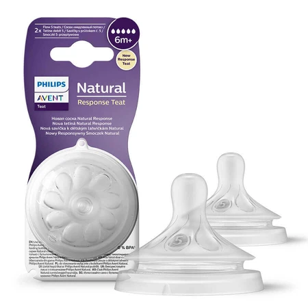 Avent Natural Response, отзывчивая соска для бутылочек, скорость потока 5, SCY965/02, после 6 месяцев, 2 шт.: цены и характеристики