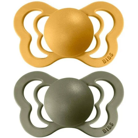 Ортодонтические пустышки BIBS Couture из натурального каучука, возраст 2 года, Honey Bee/Olive 2 шт.: цены и характеристики