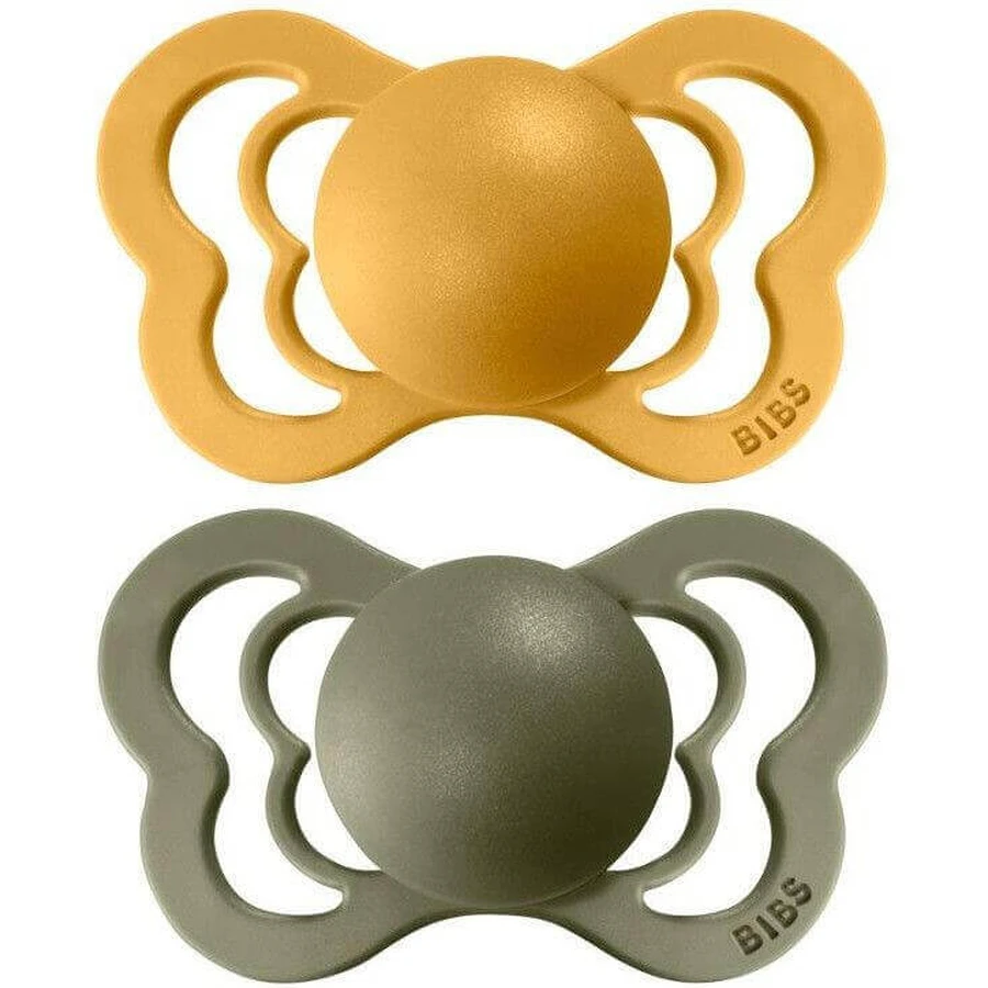 Ортодонтические пустышки BIBS Couture из натурального каучука, возраст 2 года, Honey Bee/Olive 2 шт.: цены и характеристики