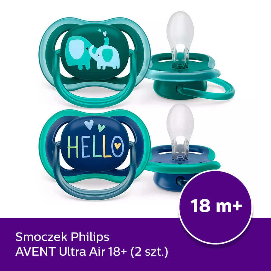 Avent Ultra Air, пустушка, силіконова, симетрична, хлопчик, SCF349/18, від 18 місяців, 2 шт.: ціни та характеристики