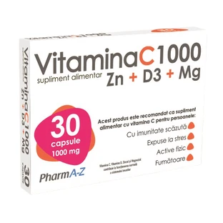 Вітамін С 1000 + Zn + D3 + Mg, 30 капсул, PharmA-Z