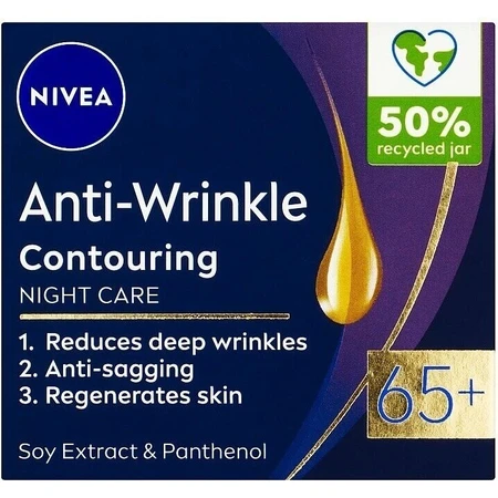 NIVEA 65+ Покращення контуру обличчя 1×50 мл, нічний крем: ціни та характеристики