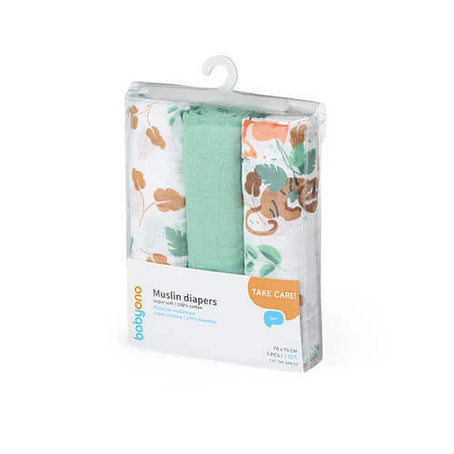 BabyOno, тканевые подгузники, 100% хлопок, зеленые, 70 x 70 см, 3 шт.: цены и характеристики