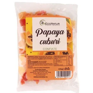 Кубики папайї цукати, 100 г, Econatur