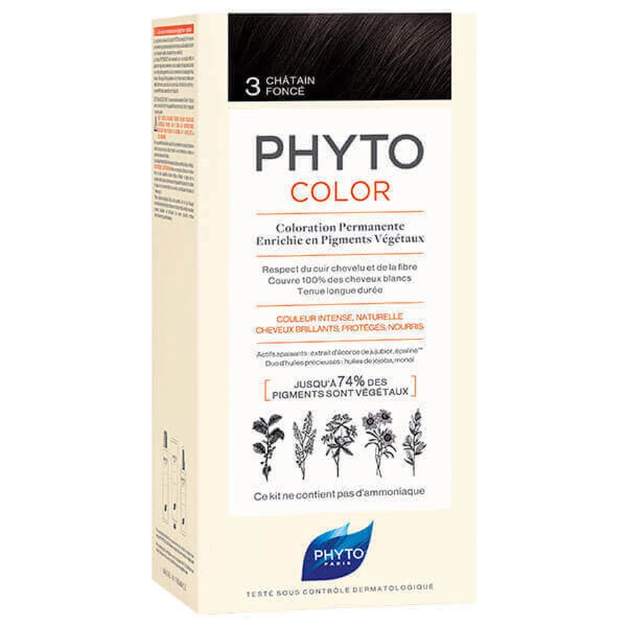 Phyto Color, восковой краситель, 3 темно-каштановый, 50 мл ДЕФЕКТИРОВАННАЯ УПАКОВКА: цены и характеристики