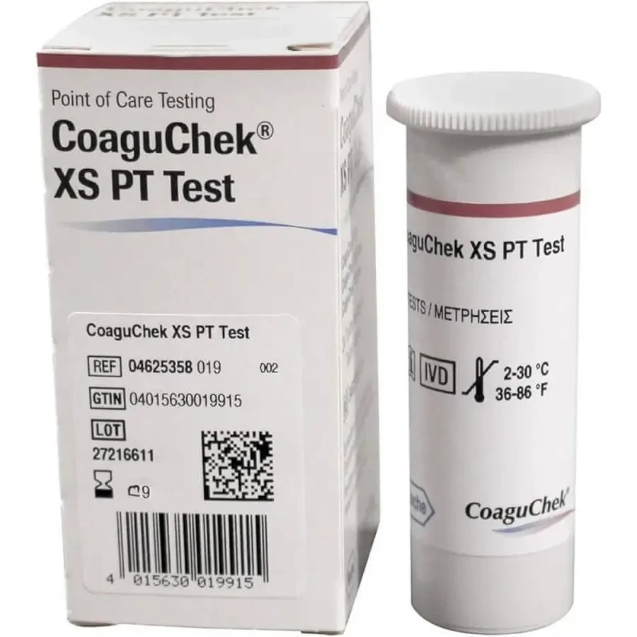 Тест-смужки Roche CoaguChek XS PT Test для експрес-визначення міжнародного нормалізованого відношення (МНО), 24 шт: ціни та характеристики