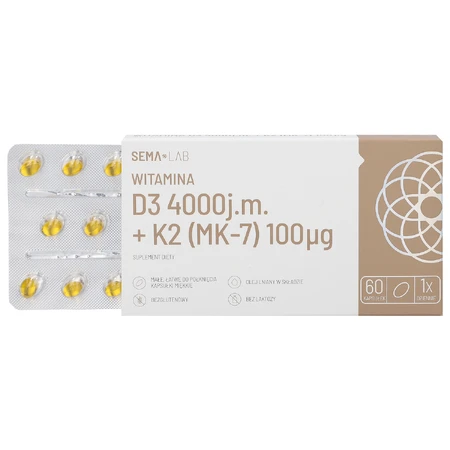 SEMA Lab Вітамін D3 4000 МО + К2 (МК-7) 100 мкг, 60 мікрокапсул: ціни та характеристики