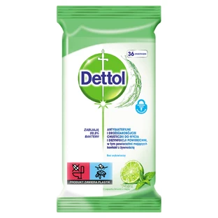 Dettol, Антибактеріальні серветки з ароматом лайма з мітом, 36 шт.