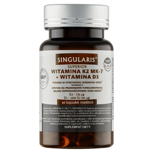 Singularis Superior Vitamin K2 MK-7 + D3 2000IU 60 капсул