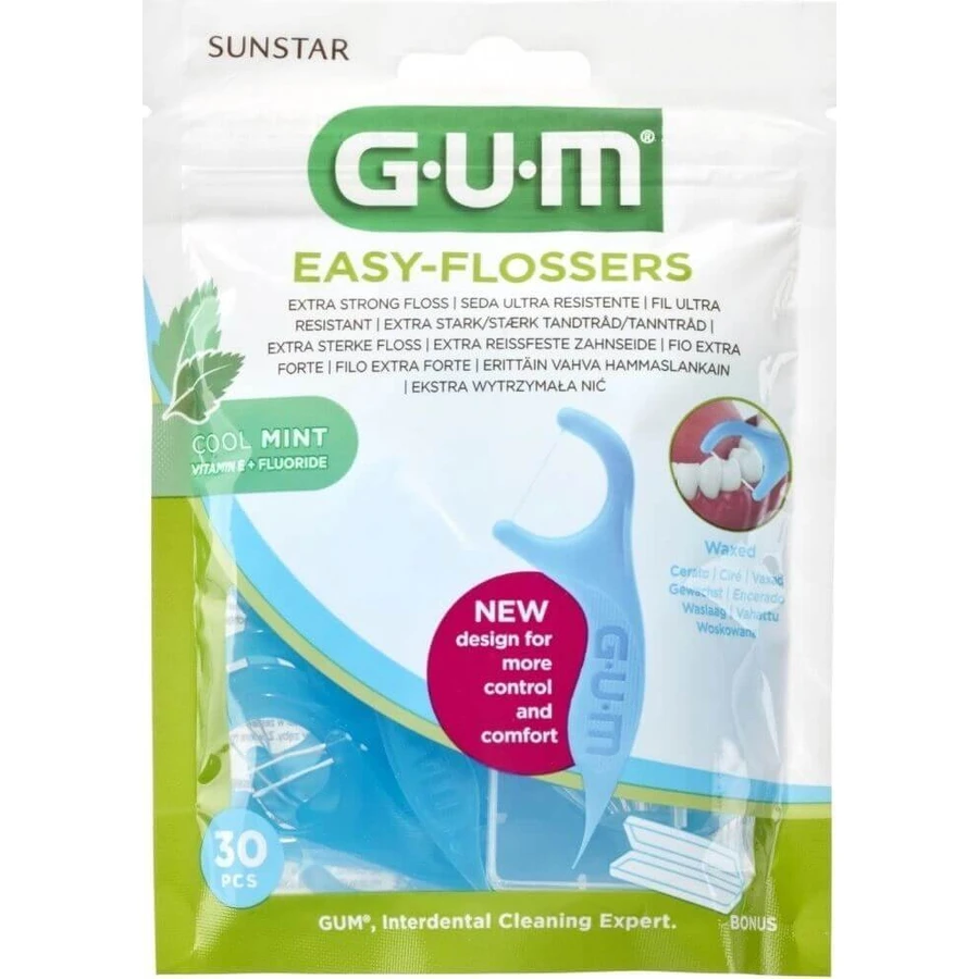 Зубна нитка GUM Easy Flosser, 30 шт + дорожній чохол 1×30 шт, зубна нитка: ціни та характеристики