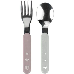 BabyOno Pastel ложка и вилка из нержавеющей стали 12м+