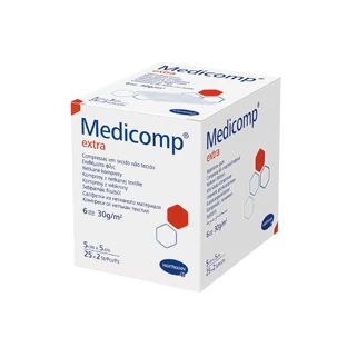 Medicomp Extra, марлевые, нетканые компрессы, 6 слоев, 30 г/м2, 5 см х 5 см, 50 шт.