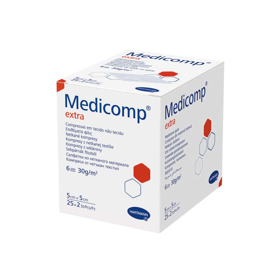 Medicomp Extra, марлевые, нетканые компрессы, 6 слоев, 30 г/м2, 5 см х 5 см, 50 шт.: цены и характеристики