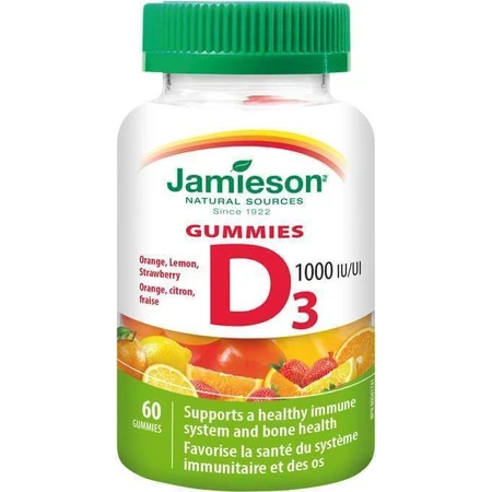 Jamieson Vitamin D3 1000 IU Gummies 60pcs 1×60 tbl, пищевая добавка: цены и характеристики