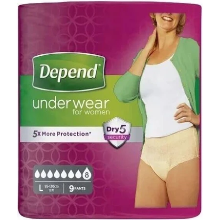 DEPEND SUPER L для женщин 1×9 шт, брюки-стрейч, обхват бедер 95-130 см: цены и характеристики