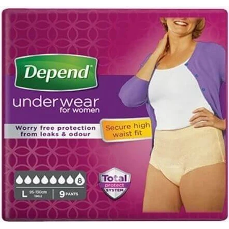 DEPEND SUPER L для женщин 1×9 шт, брюки-стрейч, обхват бедер 95-130 см: цены и характеристики