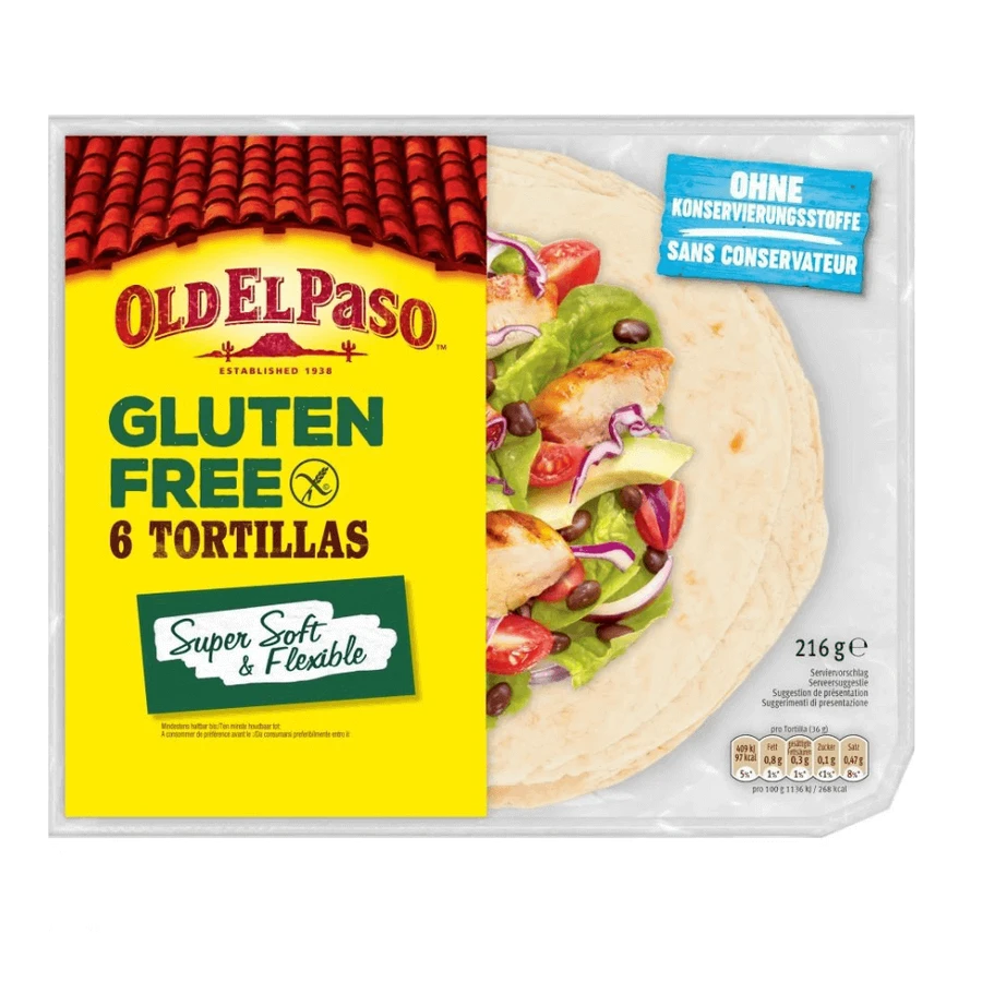 Тортильї без глютену, 216 г, Old El Paso: ціни та характеристики