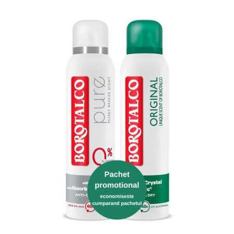 Дезодорант-спрей Original + Дезодорант-спрей Pure, 150 + 150 мл, Borotalco: ціни та характеристики