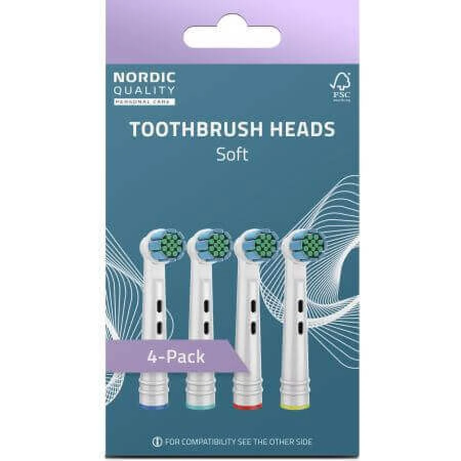 Насадки для зубных щеток Soft, 4 штуки, Nordic Quality: цены и характеристики