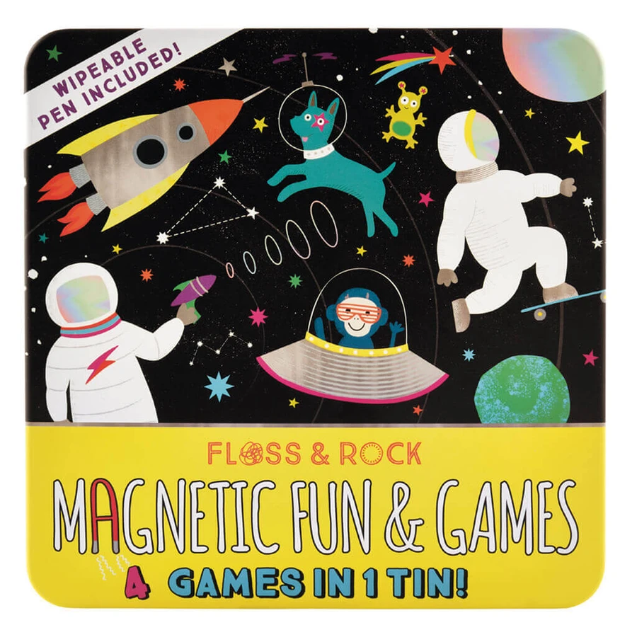 Магнітні ігри в металевій коробці, 4 в 1, Fun & Games Space, 3 роки+, Floss & Rock: ціни та характеристики