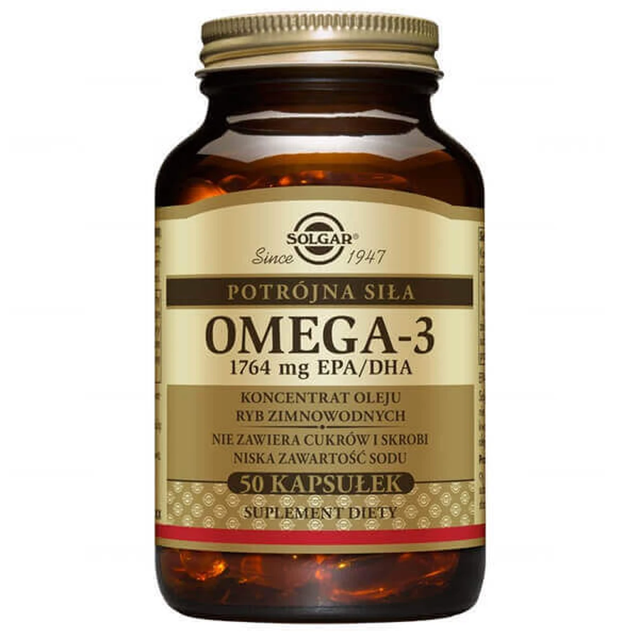 Solgar, Омега 3, тройная сиа EPA/ DHA, 50 капсул: цены и характеристики