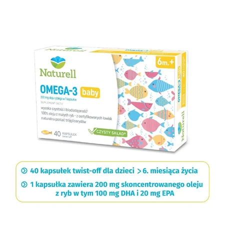 Naturell Омега-3 Baby, для немовлят від 6 місяців, 40 капсул, що закручуються: ціни та характеристики