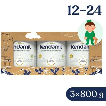 Kendamil Premium 3 HMO+, креативная подарочная упаковка 3×800 г, молоко для малышей: цены и характеристики