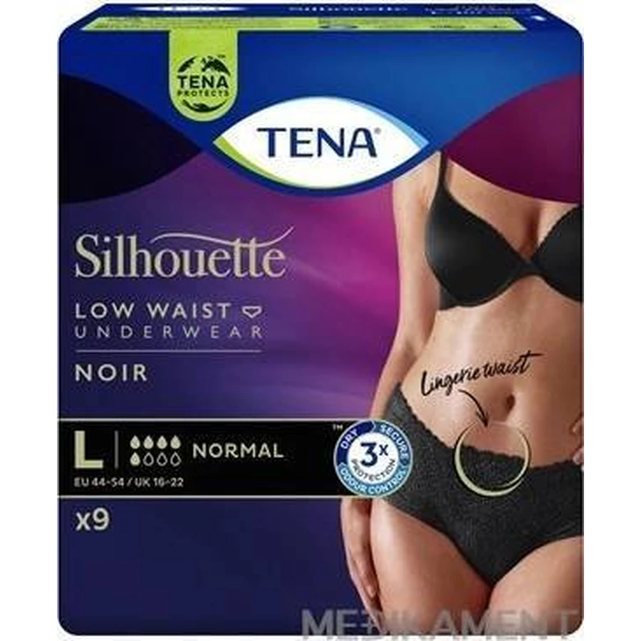 TENA SILHOUETTE NORMAL NOIR L 9KS 1×9 шт, белье при недержании: цены и характеристики