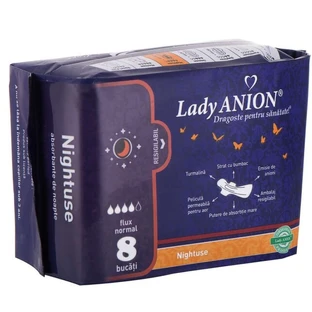 Прокладки гигиенические Lady Anion Nightuse ночные, 4 капли, 8 шт.