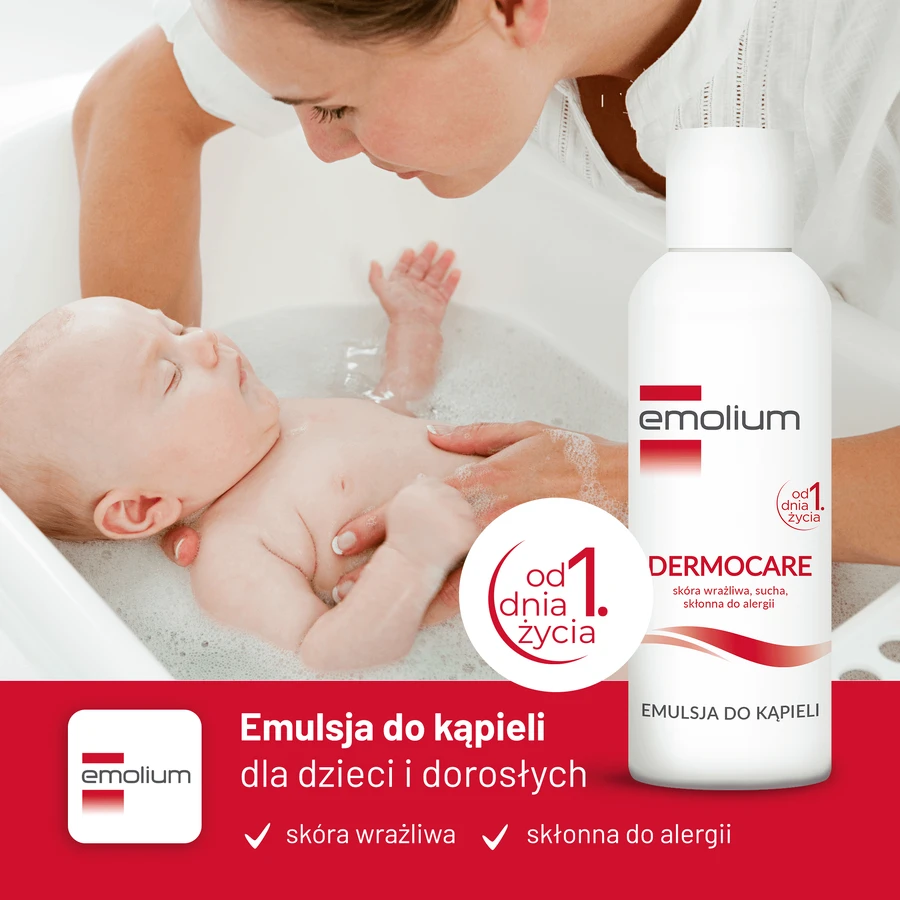 Emolium Dermocare, емульсія для ванн з 1-го дня життя, 400 мл ЗАБРУДНЕНА УПАКОВКА: ціни та характеристики
