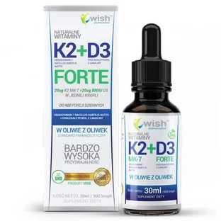 Wish Natural Vitamin K2 MK7 + D3 Forte, капли, 30 мл