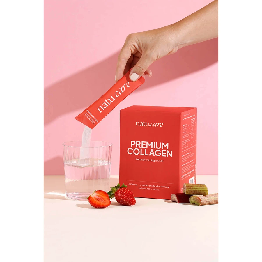 Преміум Колаген 5000 мг Natu.Care Premium Collagen 5000 mg, полунично-ревеневий смак, 30 пакетиків: ціни та характеристики