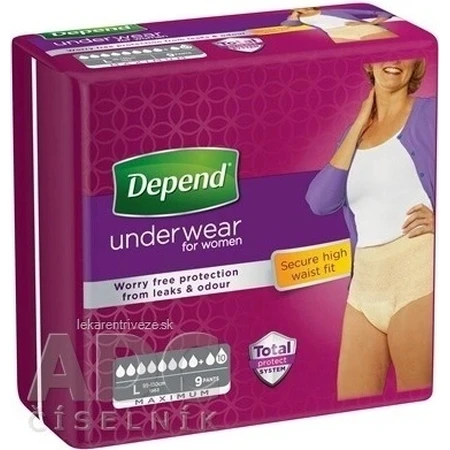 DEPEND MAXIMUM L для женщин 1×9 шт, брюки-стрейч, обхват бедер 95-130 см: цены и характеристики