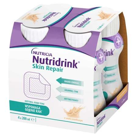 Энтеральное питание Nutridrink Skin Repair, со вкусом ванили, 4 х 200 мл: цены и характеристики