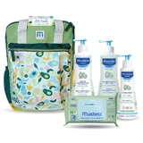 Mustela Layout Backpack, Очищувальний лосьйон, 500 мл + Очищувальна вода, 500 мл + Очищувальний лосьйон, 300 мл + Зволожувальні серветки, 60 предметів