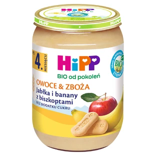 Hipp Fruit & Zboa Bio, яблоко и банан с бисквитом, после 4 месяцев, 190 г.