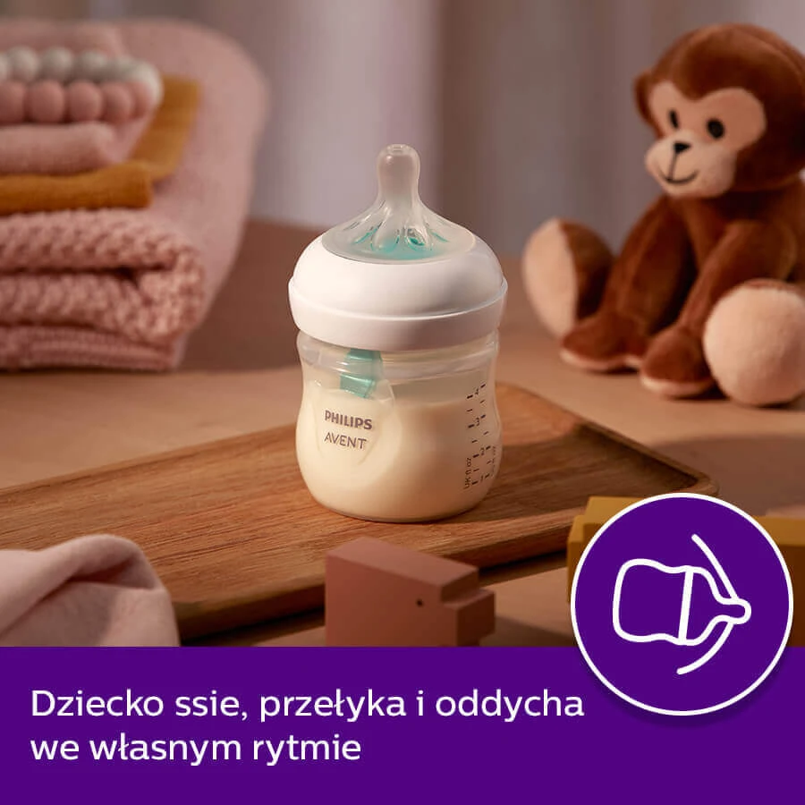 Avent Natural Response, пляшечка з чутливою соскою, з клапаном AirFree, інтенсивність потоку 3, SCY673/01, після 1 місяця, 260 мл ПОЛАМАНА УПАКОВКА: ціни та характеристики