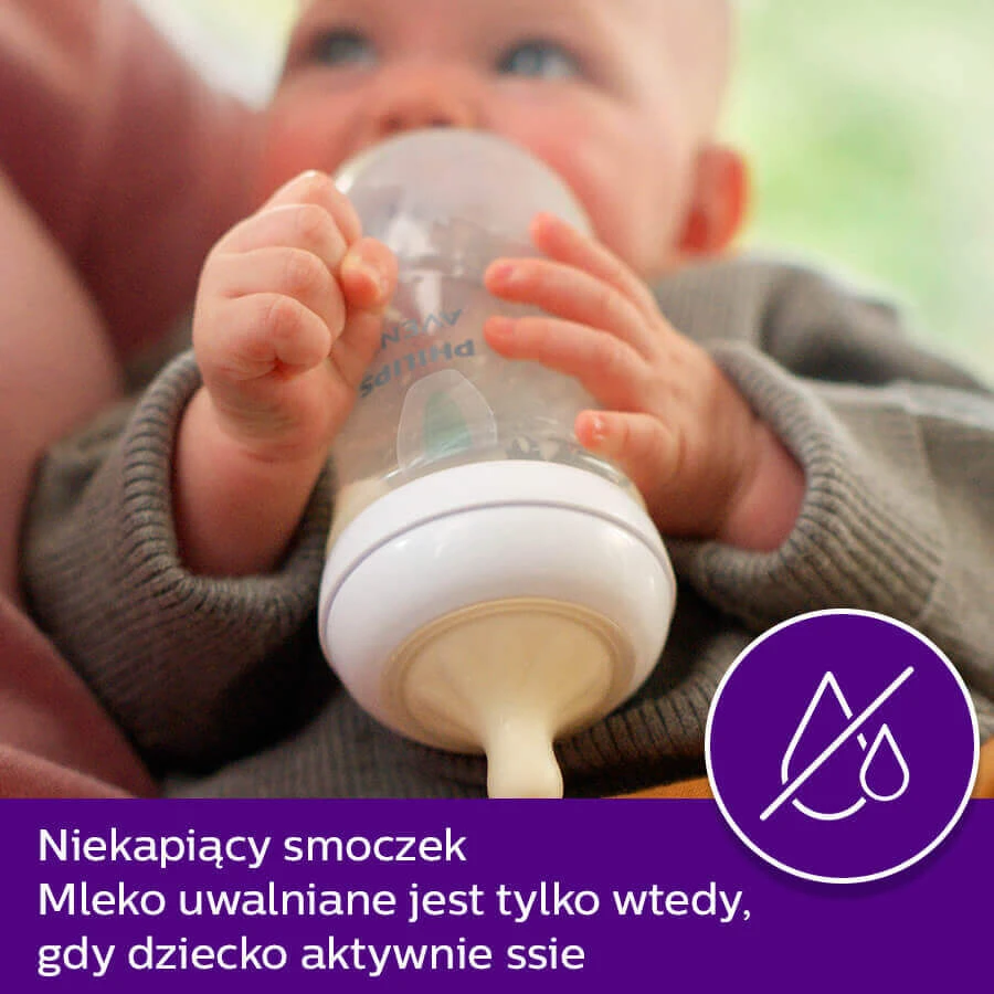 Avent Natural Response, пляшечка з чутливою соскою, з клапаном AirFree, інтенсивність потоку 3, SCY673/01, після 1 місяця, 260 мл ПОЛАМАНА УПАКОВКА: ціни та характеристики