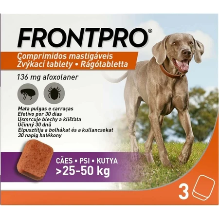 ФРОНТПРО® противопаразитарные таблетки для ингаляций для собак (25-50 кг) 1×3 табл, противопаразитарные таблетки: цены и характеристики