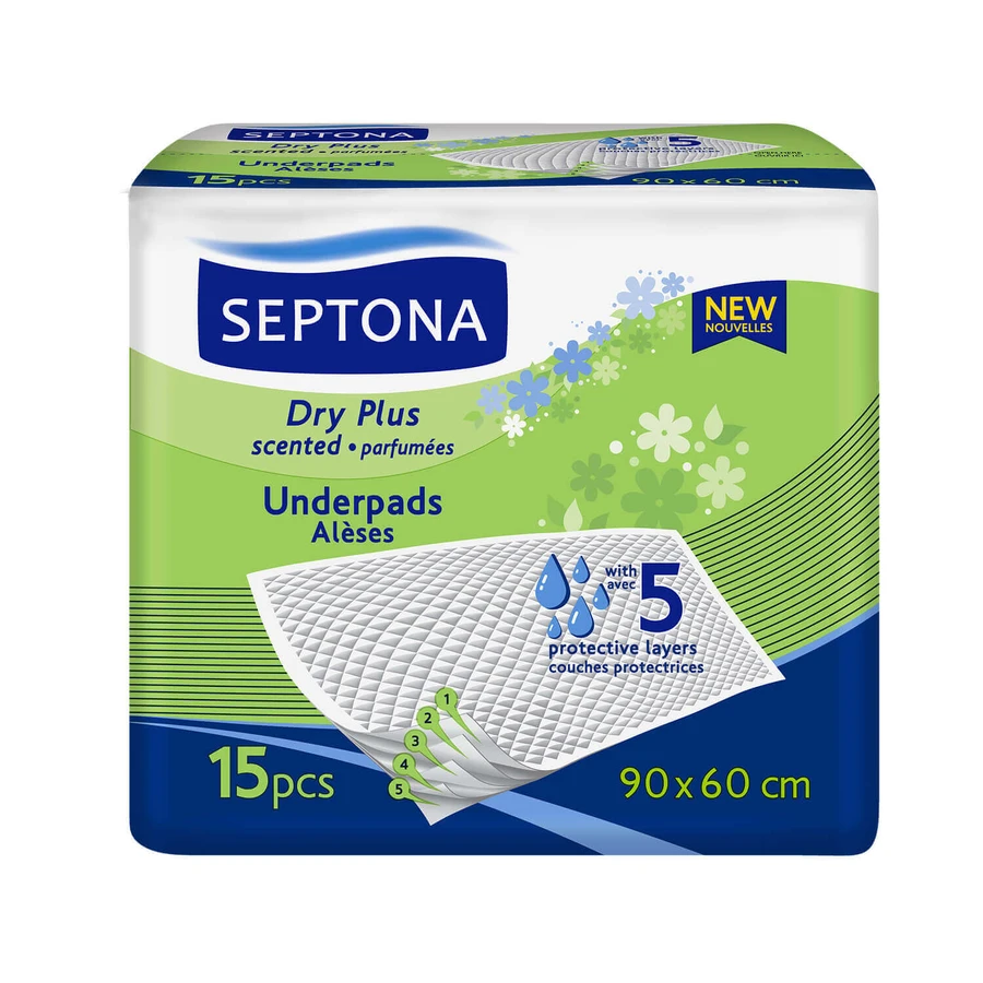 Septona Dry Plus, гігієнічні прокладки, ароматизовані, 90 х 60 см, 15 штук: ціни та характеристики