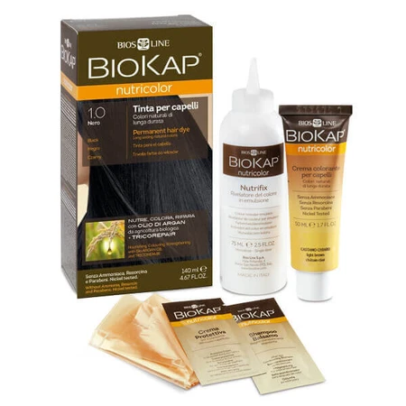 Biokap Nutricolor, фарба для волосся, відтінок 1.0 чорний, 140 мл: ціни та характеристики