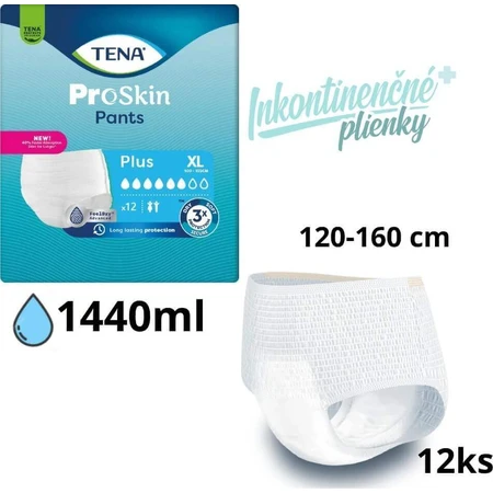 TENA PANTS PLUS EXTRA LARGE 1×12 шт, эластичные впитывающие трусики, 1440 мл, обхват бедер 120-160 см: цены и характеристики