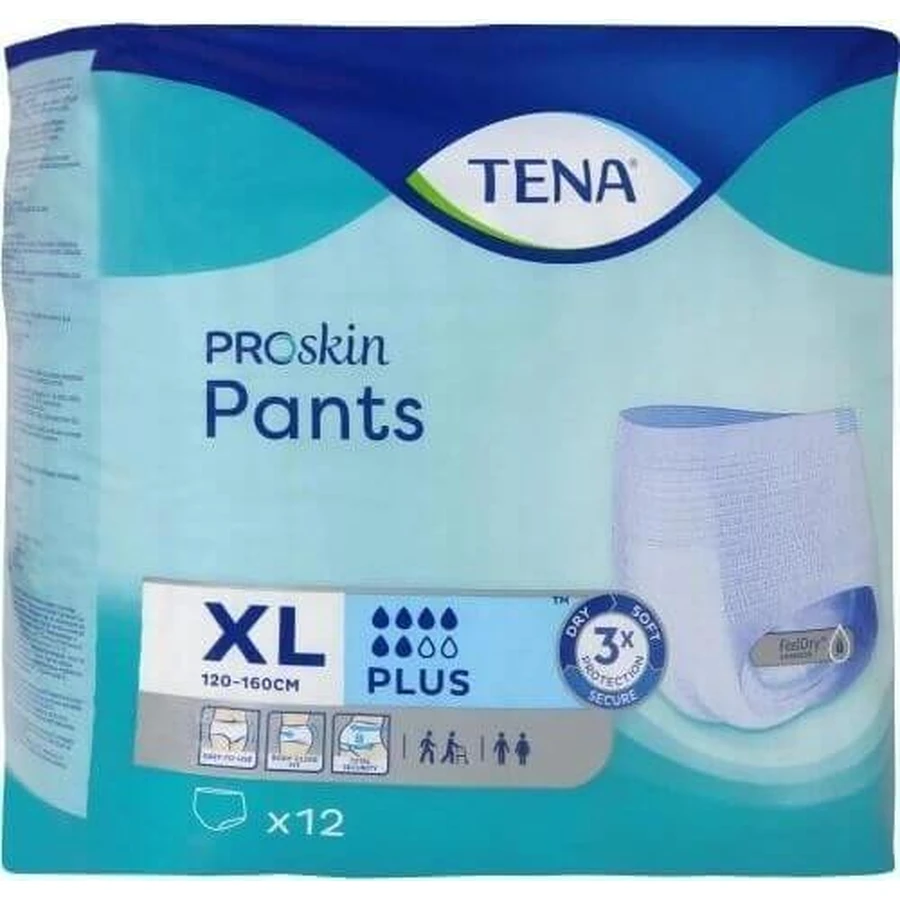 TENA PANTS PLUS EXTRA LARGE 1×12 шт, эластичные впитывающие трусики, 1440 мл, обхват бедер 120-160 см: цены и характеристики