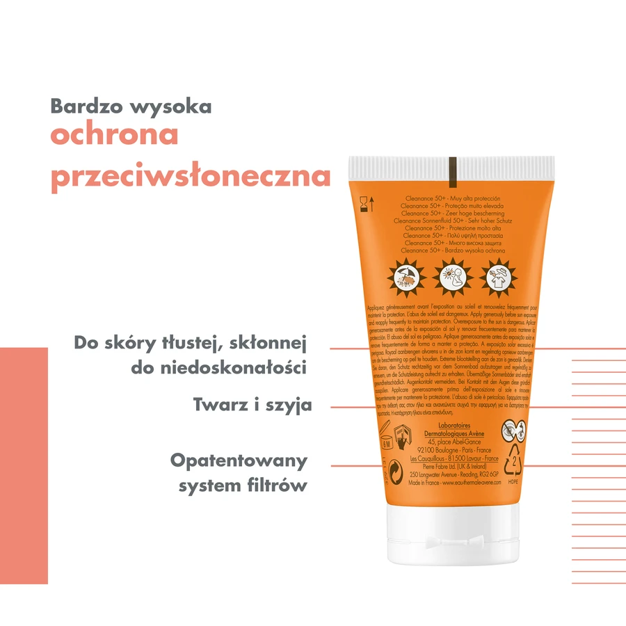 Avene Cleanance Sun Солнцезащитный крем, для жирной и склонной к несовершенствам кожи, SPF 50+, 50 мл: цены и характеристики