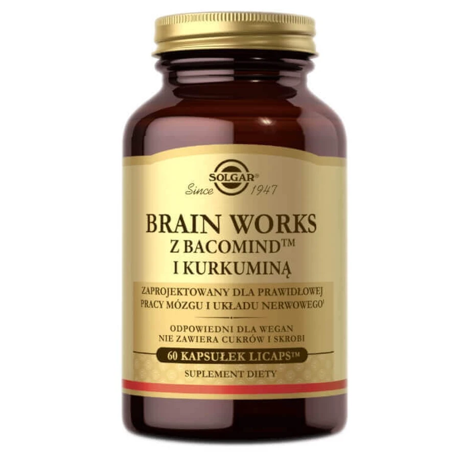 Solgar Brain Works з бакоміндом та куркуміном, 60 капсул: ціни та характеристики