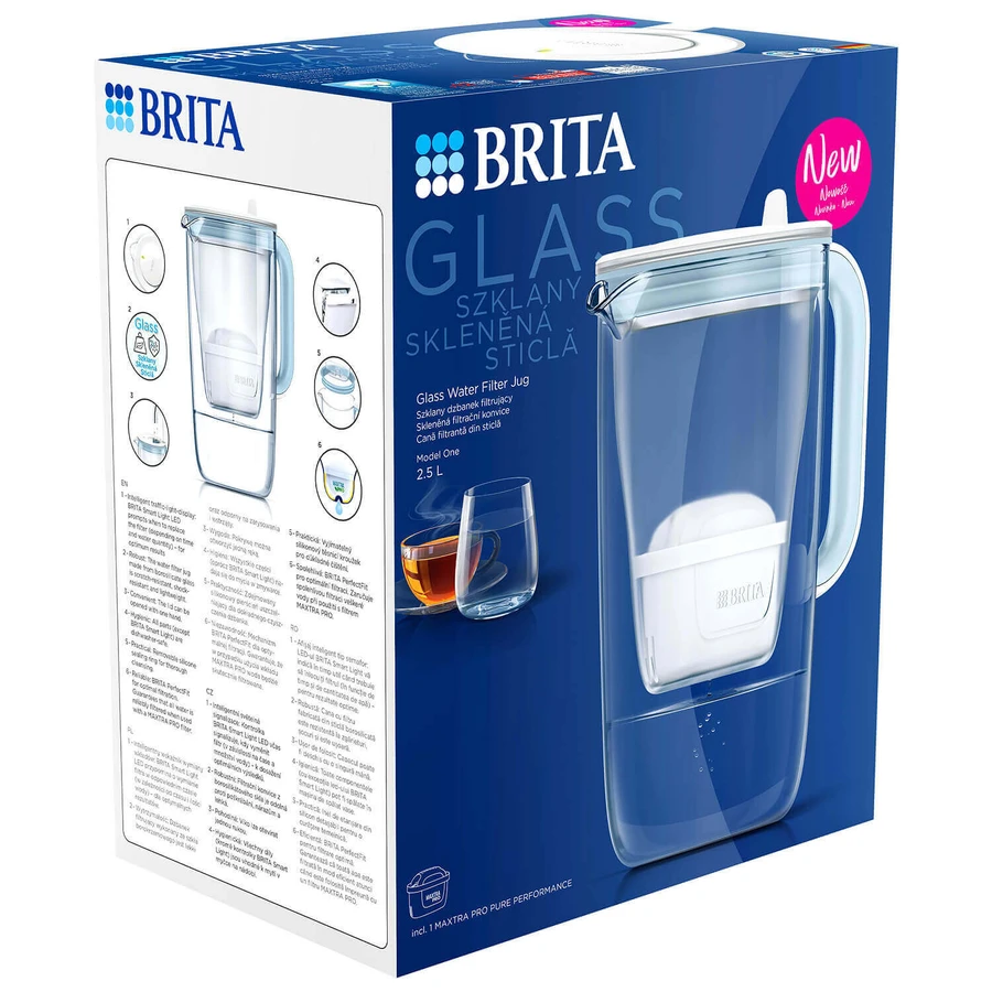 Скляний фільтр-глечик Brita Glass, 2,5 л + фільтр Maxtra Pro Pure Performance, 1 шт.: ціни та характеристики